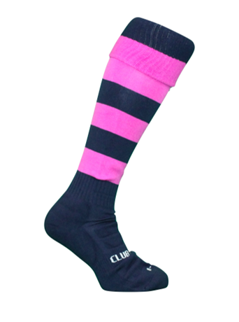 Patterned Socks -  Navy with Pink Hoops