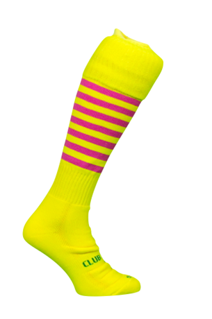 Patterned Socks - Yellow with Pink Hoops