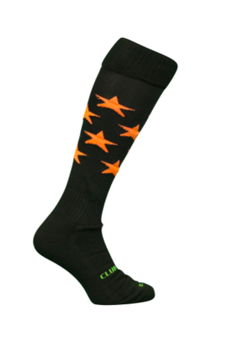Patterned Socks -  Black with Orange Stars