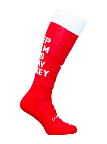 Patterned Socks -  Keep Calm Play Hockey - Red/White