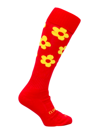 Patterned Socks - Red with Yellow Flowers