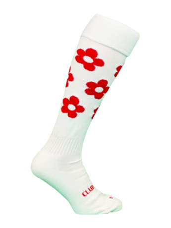 Patterned Socks - White with Red Flowers