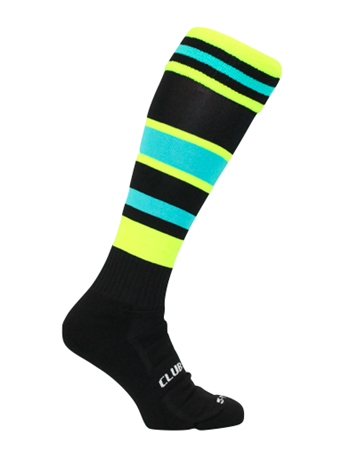 Patterned Socks -  Black with Fluro Yellow and Blue